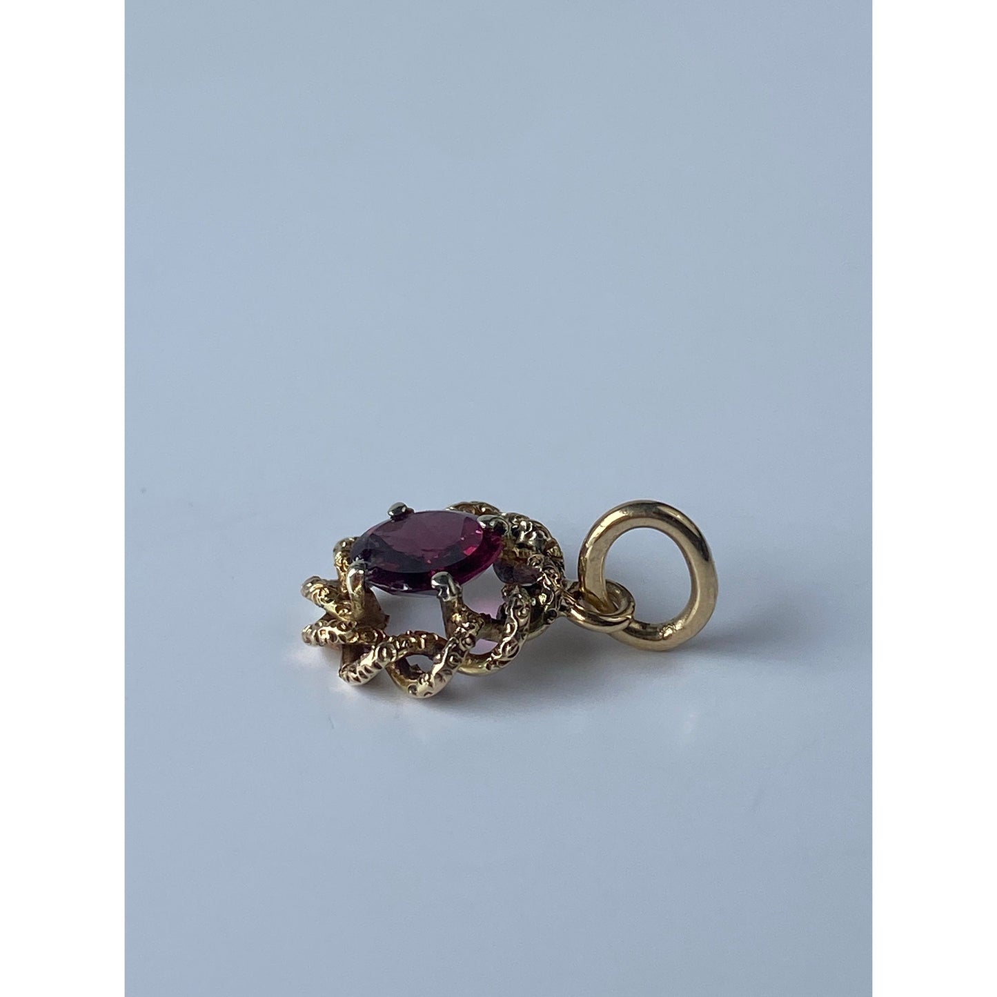 Vintage 10k Yellow Gold Pink Tourmaline Rope Border Stick Pin Conversion Charm