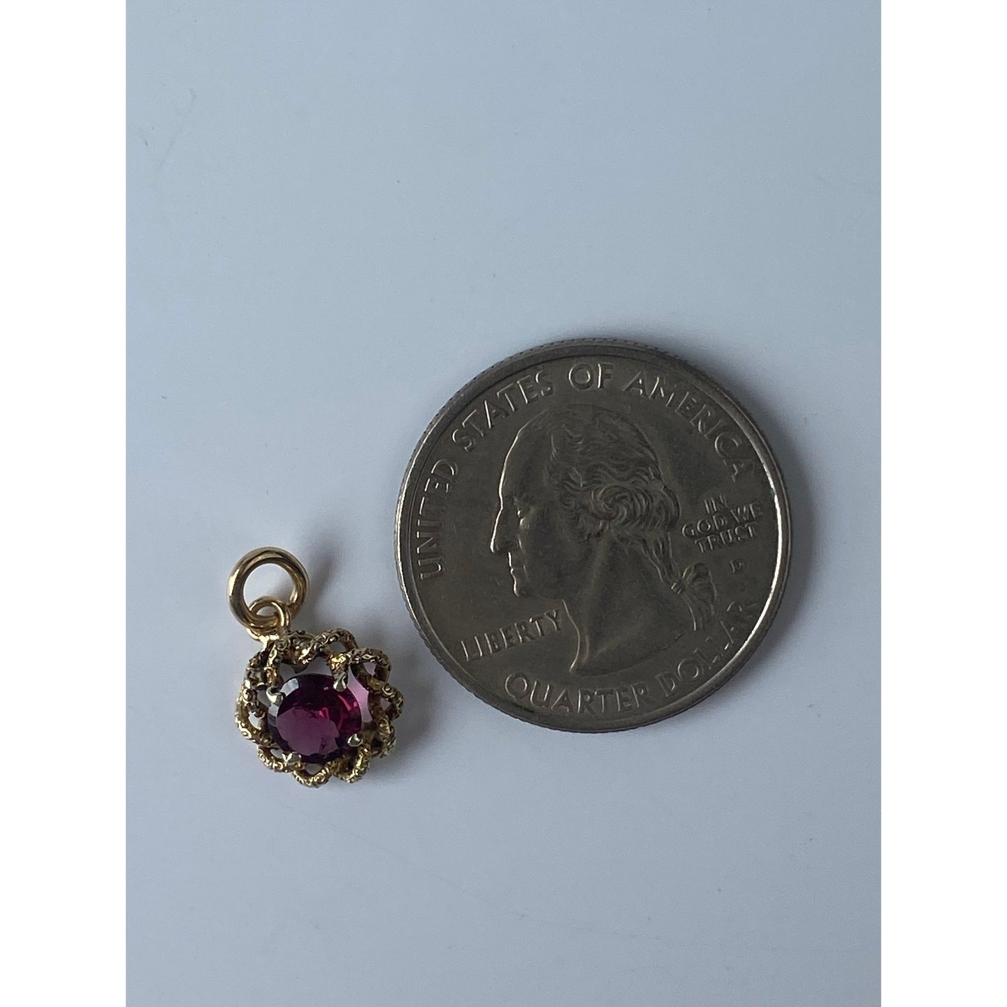 Vintage 10k Yellow Gold Pink Tourmaline Rope Border Stick Pin Conversion Charm