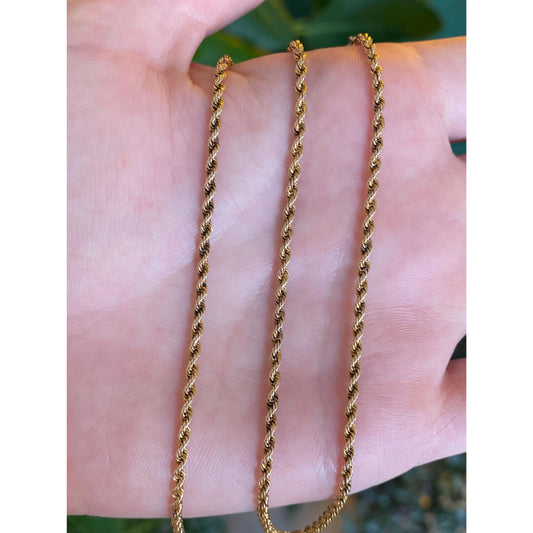 Vintage Solid 14k Rosey Gold Rope Chain Necklace - 14.25 inches