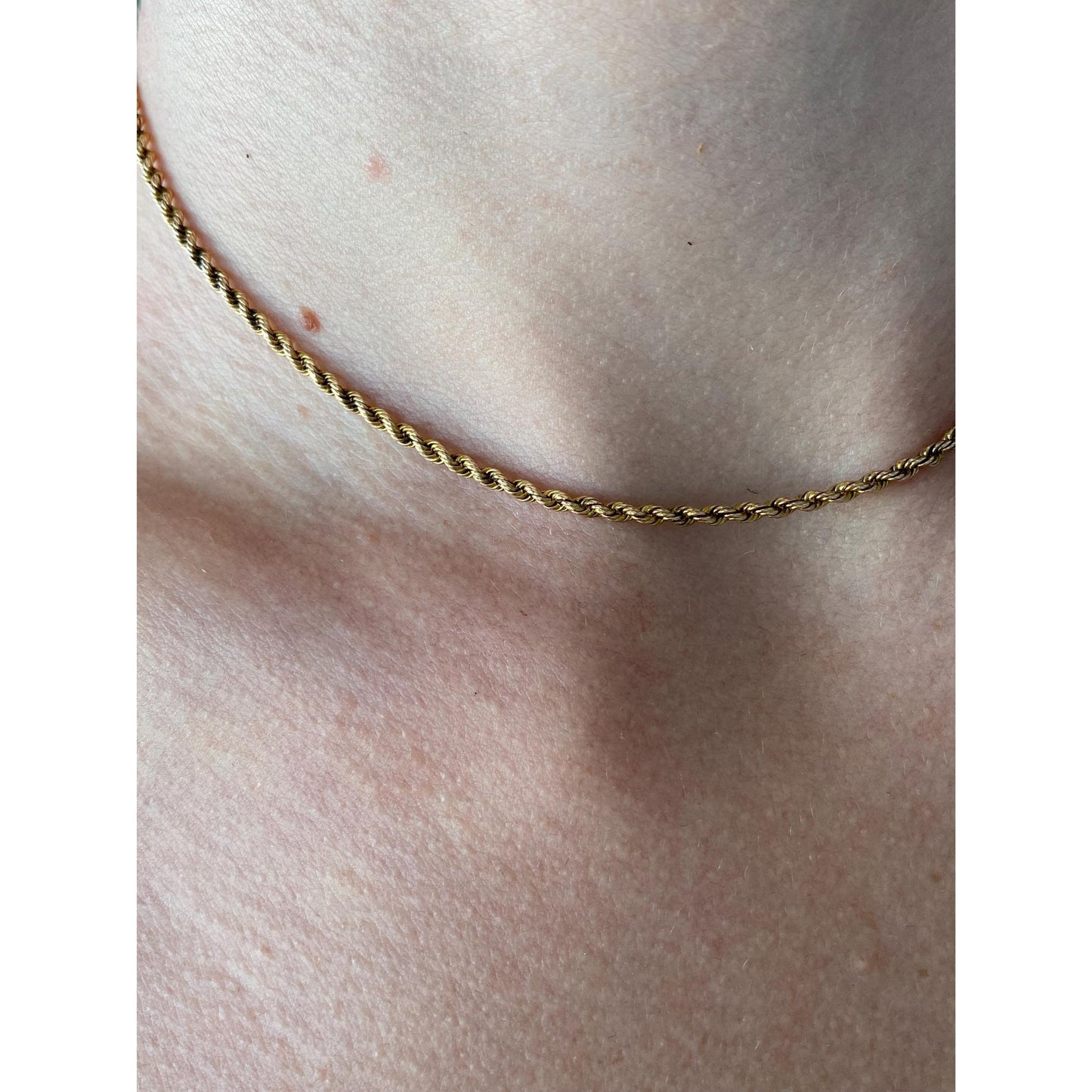 Vintage Solid 14k Rosey Gold Rope Chain Necklace - 14.25 inches