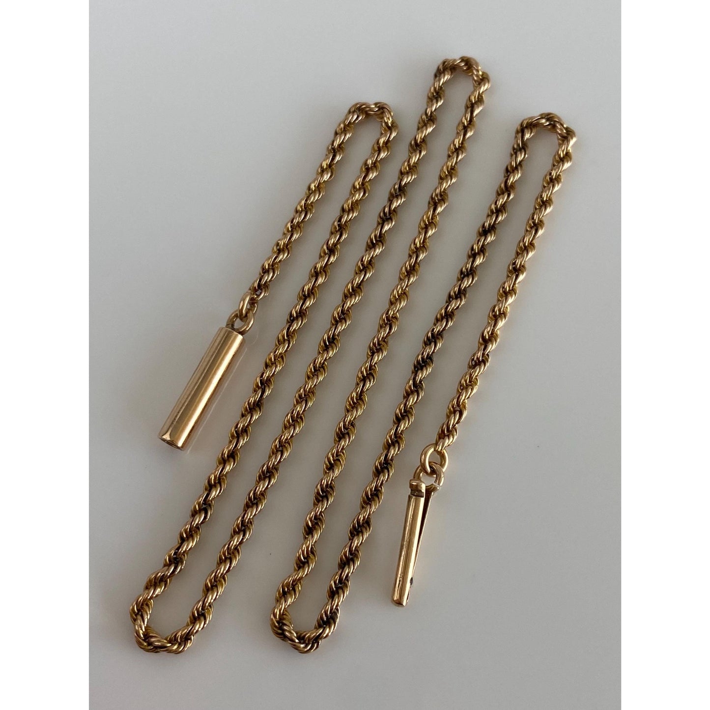 Vintage Solid 14k Rosey Gold Rope Chain Necklace - 14.25 inches