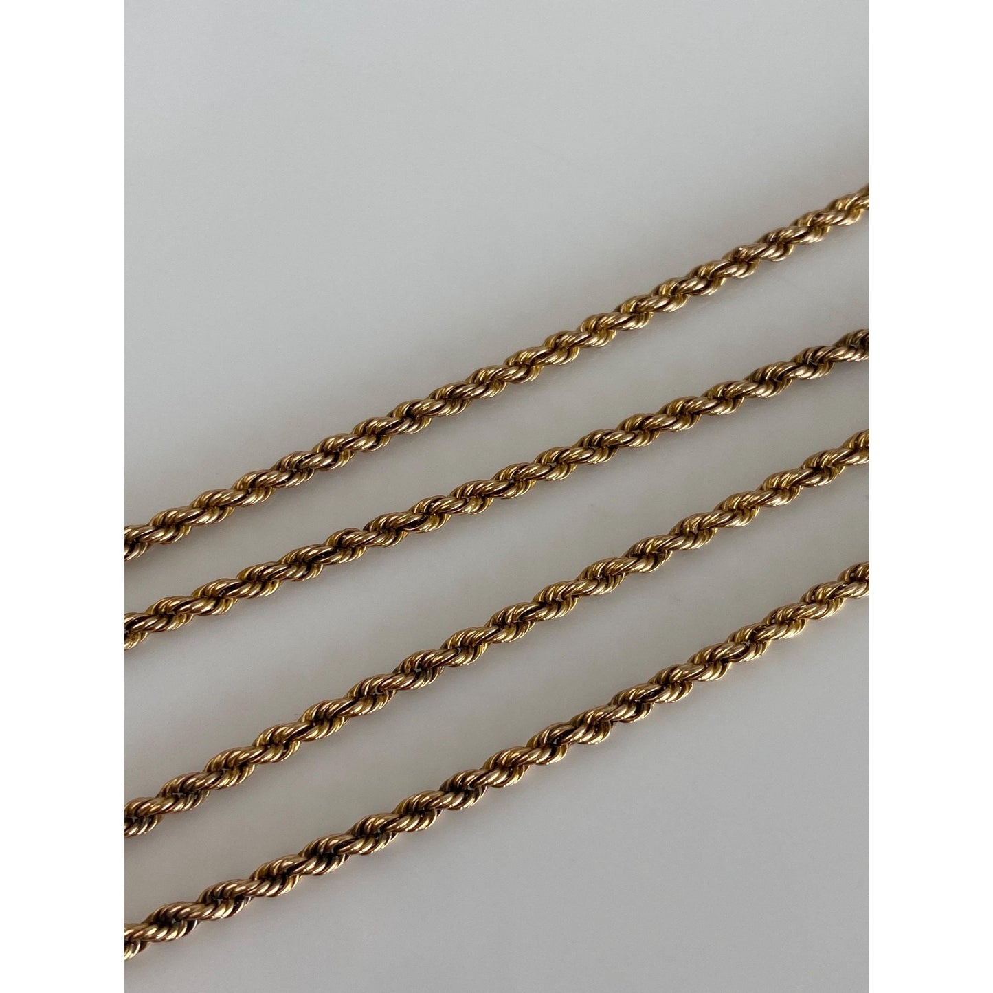 Vintage Solid 14k Rosey Gold Rope Chain Necklace - 14.25 inches