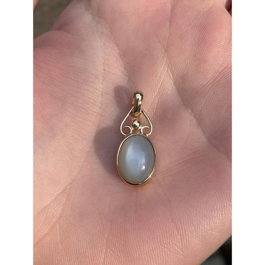 Vintage Solid 14k Yellow Gold Moonstone Charm