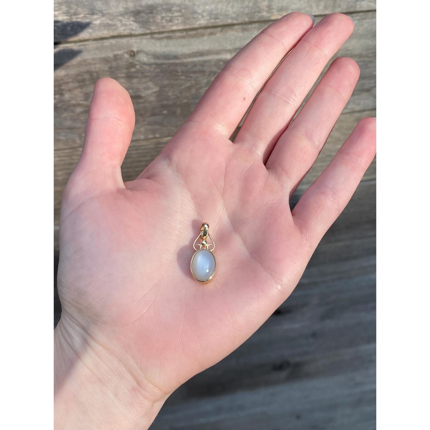 Vintage Solid 14k Yellow Gold Moonstone Charm