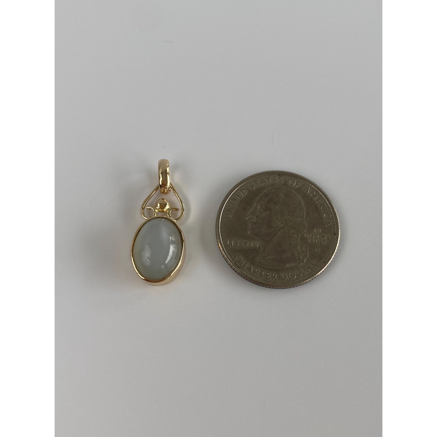 Vintage Solid 14k Yellow Gold Moonstone Charm