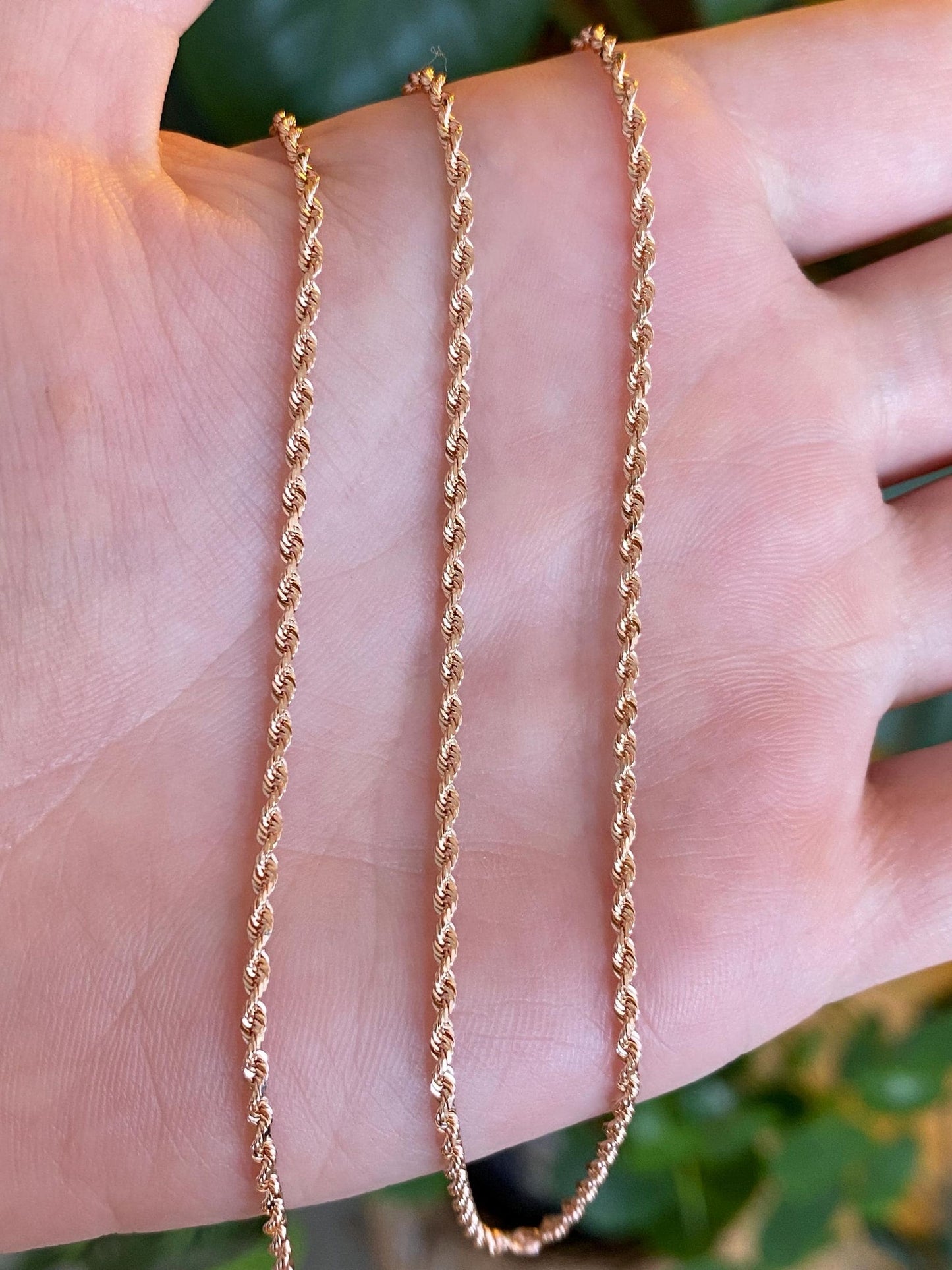 Vintage Solid 14k Rose Gold Slim Rope Chain Necklace - 20 inches