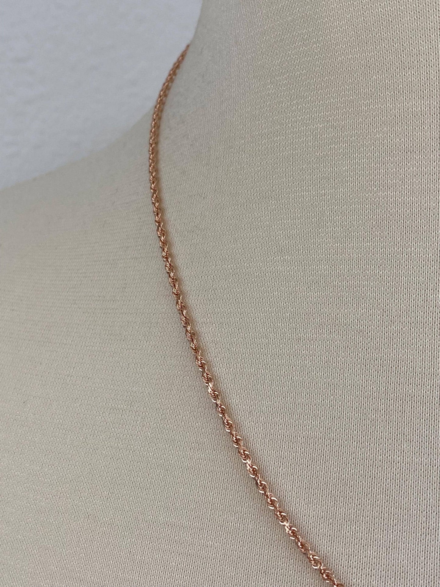 Vintage Solid 14k Rose Gold Slim Rope Chain Necklace - 20 inches