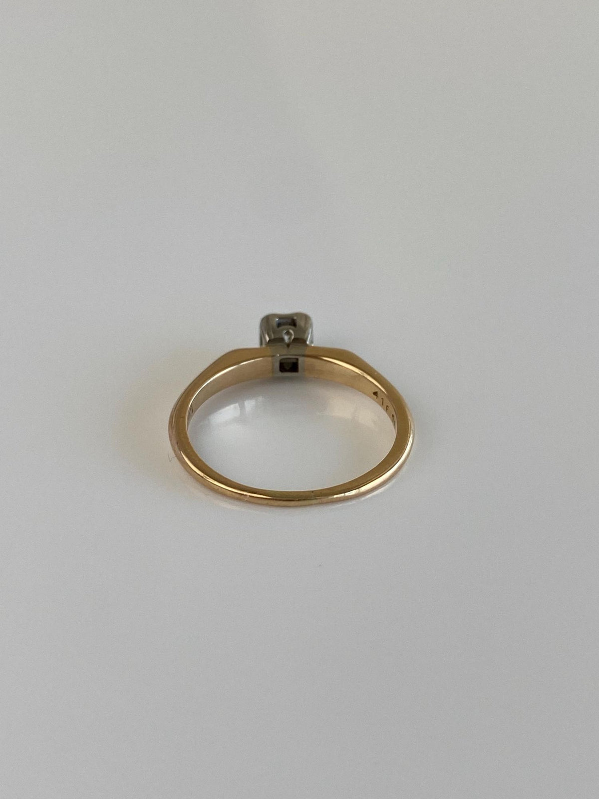 Vintage Solid 14k White & Yellow Gold Diamond Ring - Size 6.75