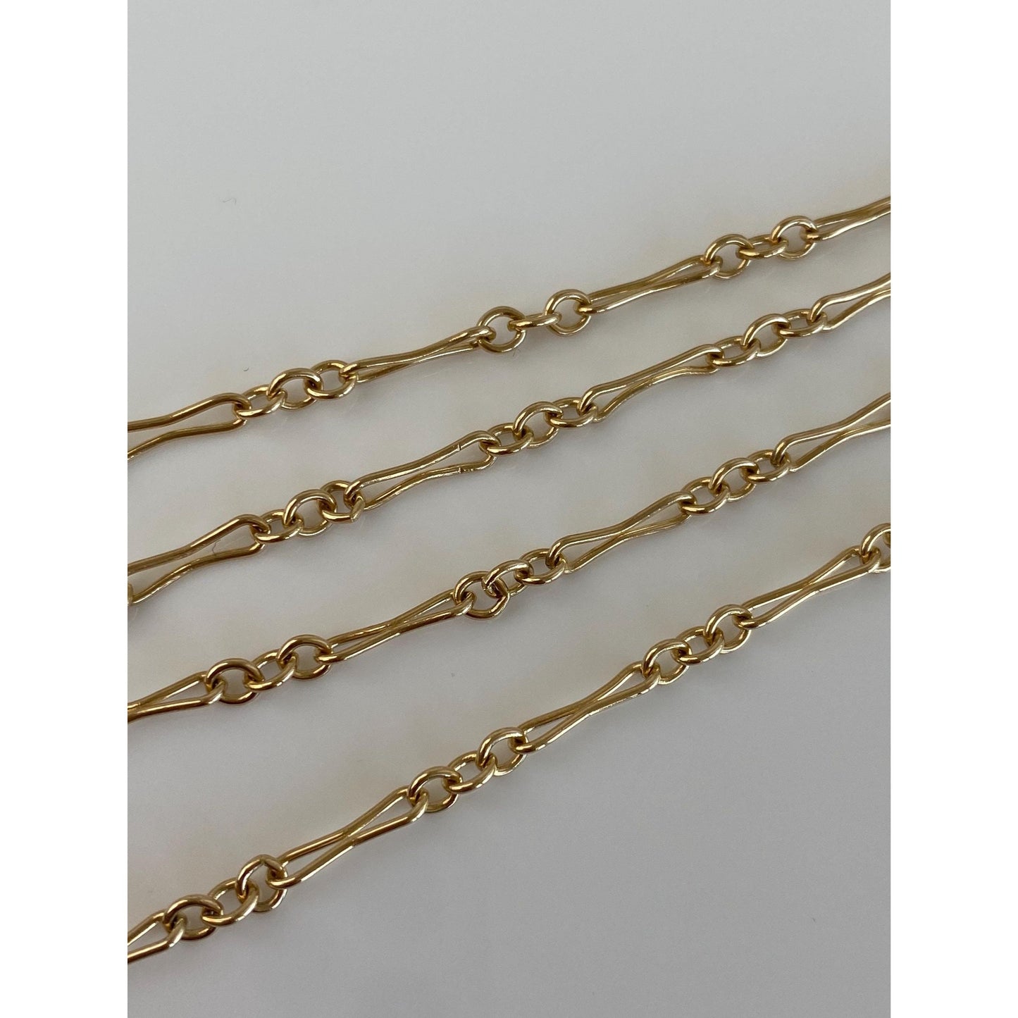 Vintage Solid 14k Yellow Gold Albert Trombone Link Chain Necklace - 14.75 inches