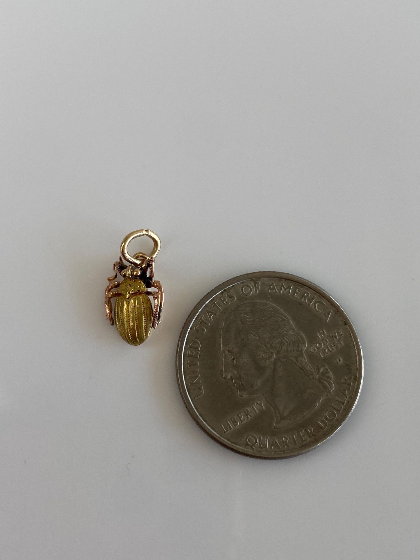 Vintage Solid 14k Rose & Yellow Gold Beetle Charm