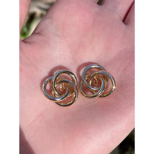 Vintage 14k Yellow Gold Layered Knot Earring Jackets