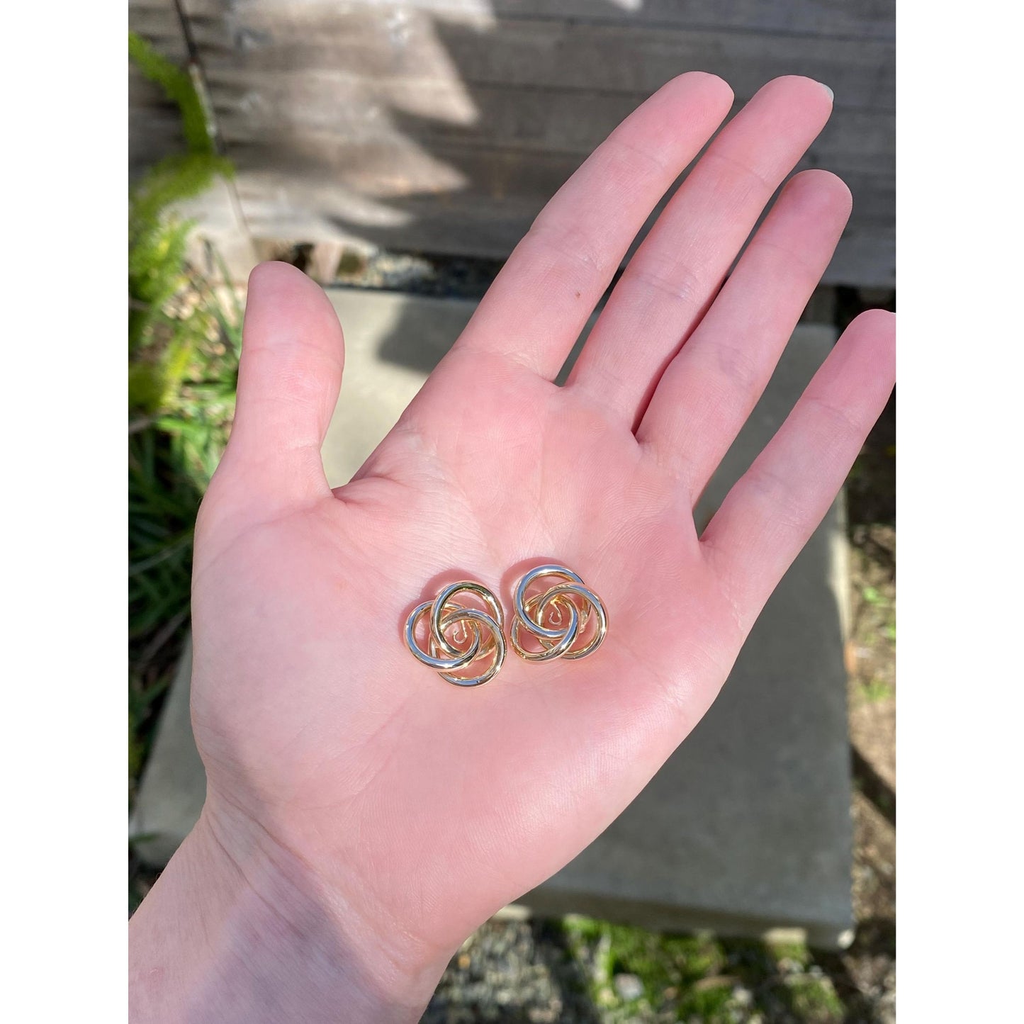 Vintage 14k Yellow Gold Layered Knot Earring Jackets