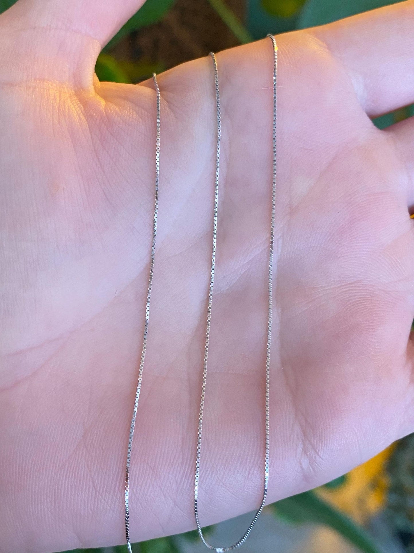 Vintage Solid 14k White Gold Dainty Box Chain Necklace - 19 inches