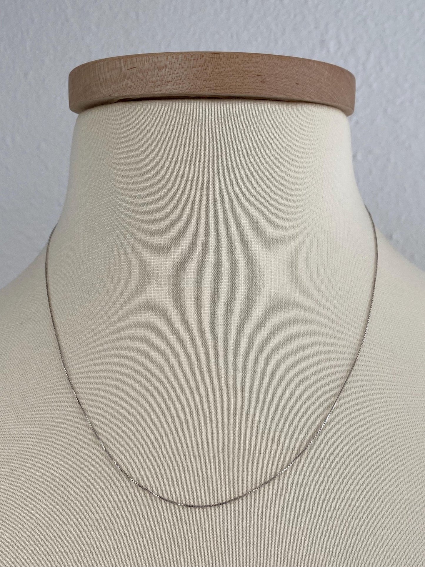 Vintage Solid 14k White Gold Dainty Box Chain Necklace - 19 inches