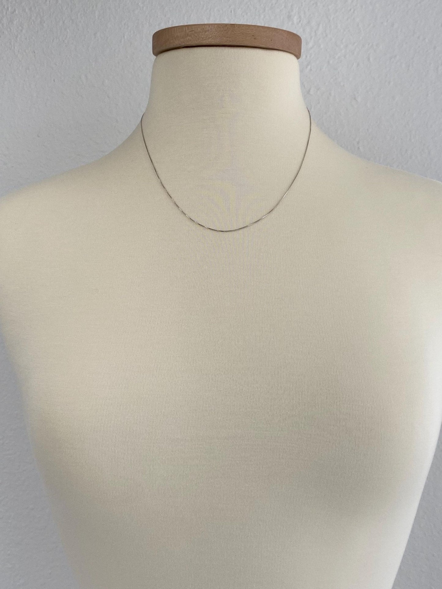 Vintage Solid 14k White Gold Dainty Box Chain Necklace - 19 inches