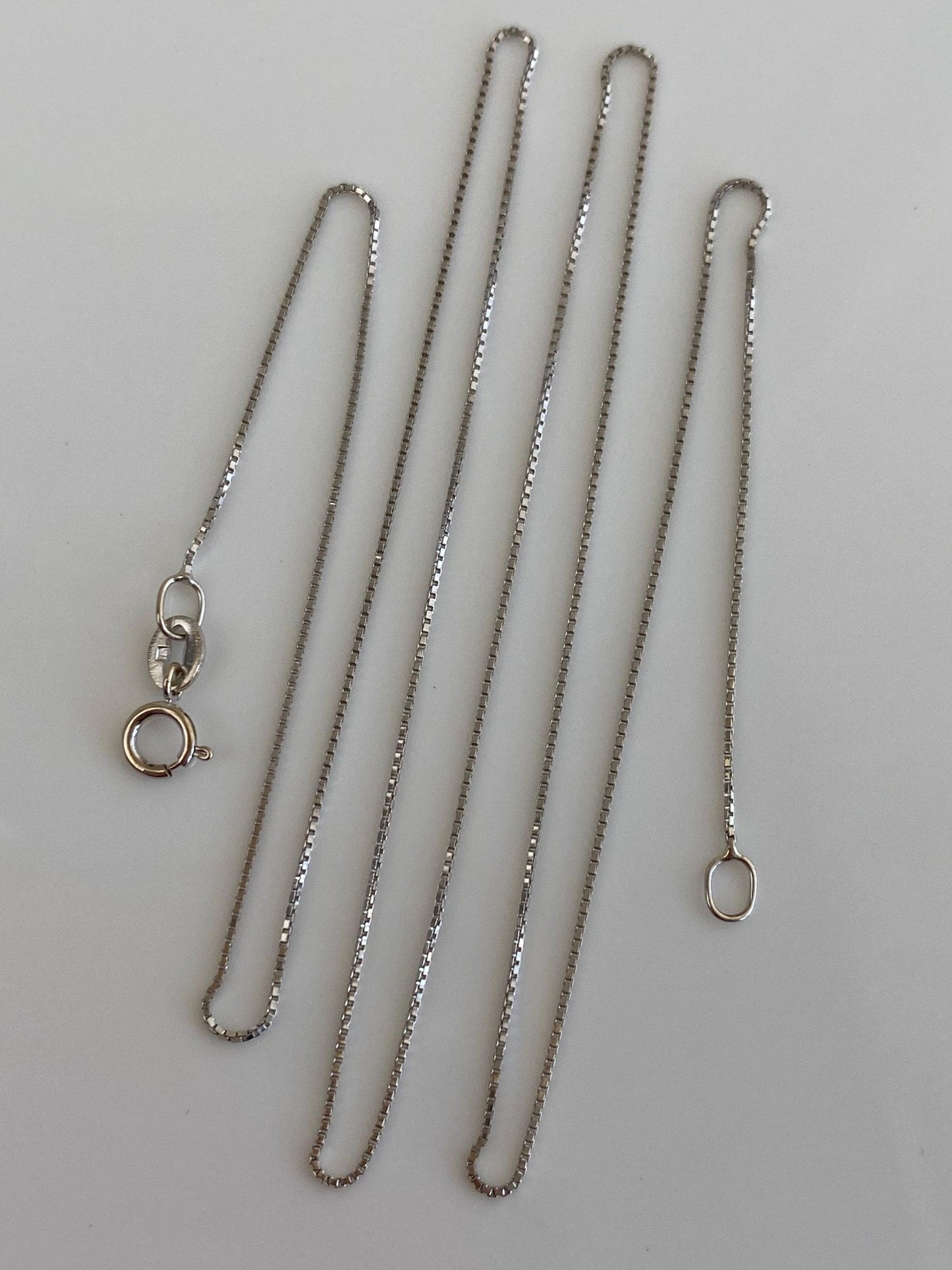 Vintage Solid 14k White Gold Dainty Box Chain Necklace - 19 inches