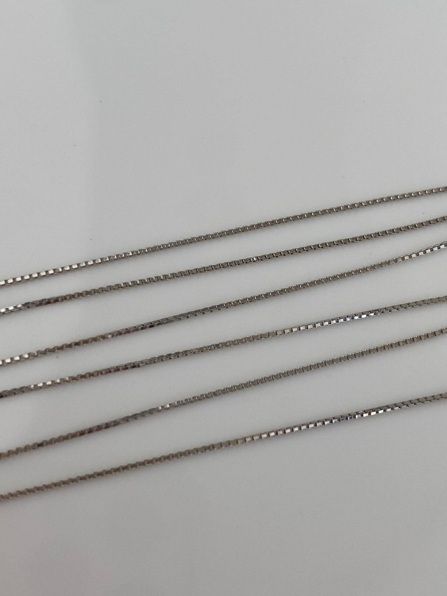 Vintage Solid 14k White Gold Dainty Box Chain Necklace - 19 inches
