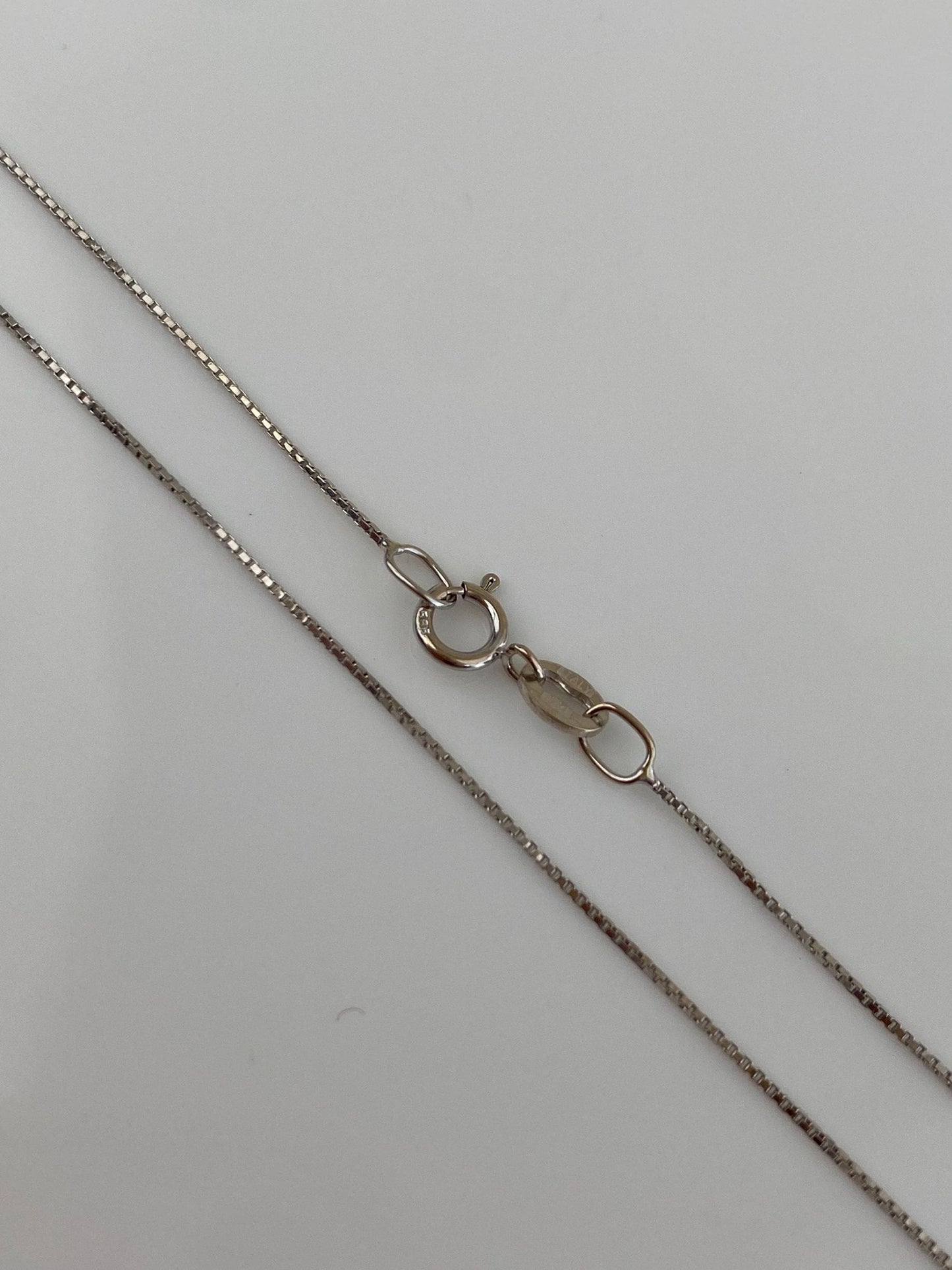Vintage Solid 14k White Gold Dainty Box Chain Necklace - 19 inches