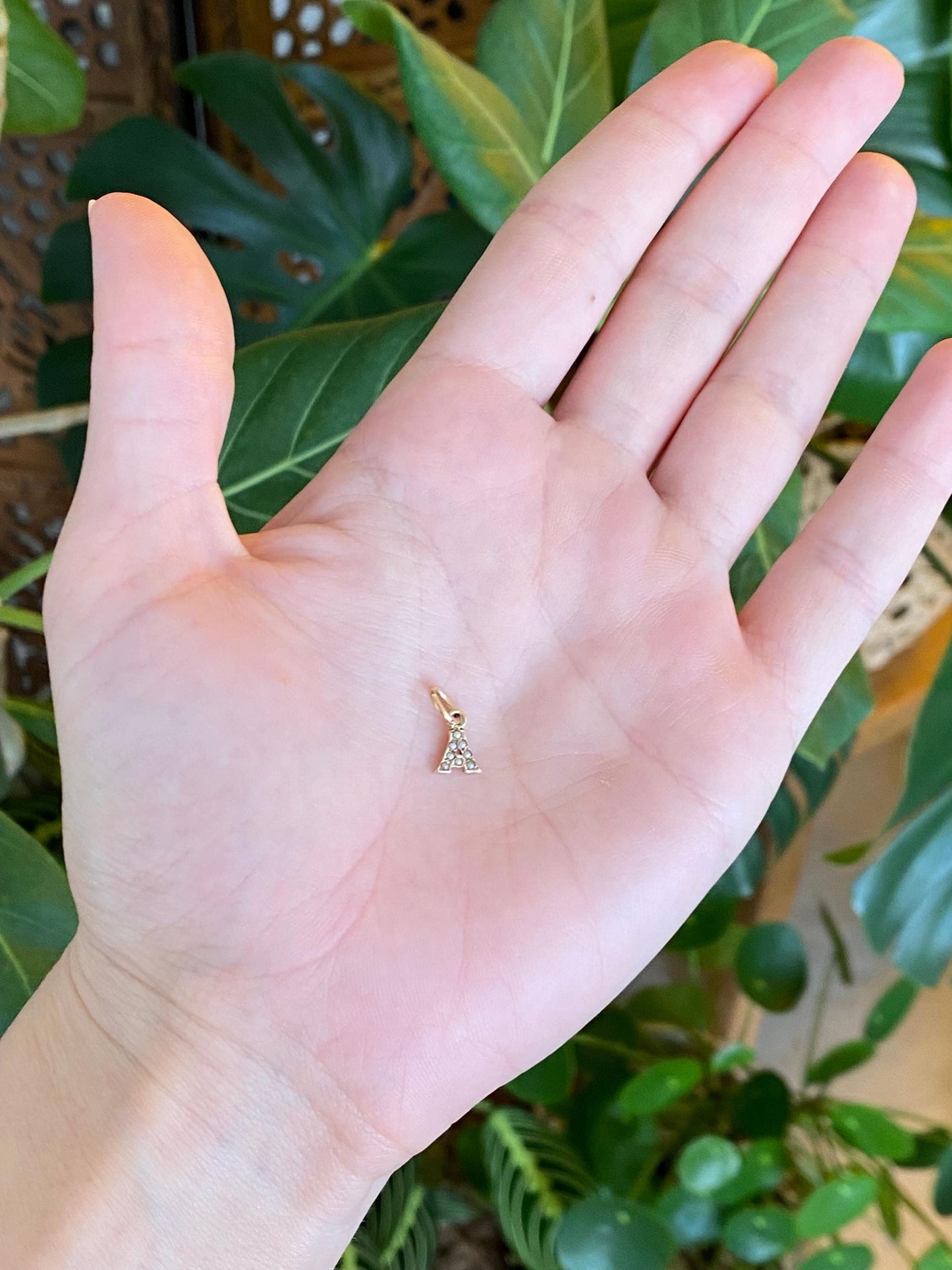 Vintage 10k Yellow Gold Seed Pearls Initial 'A' Charm