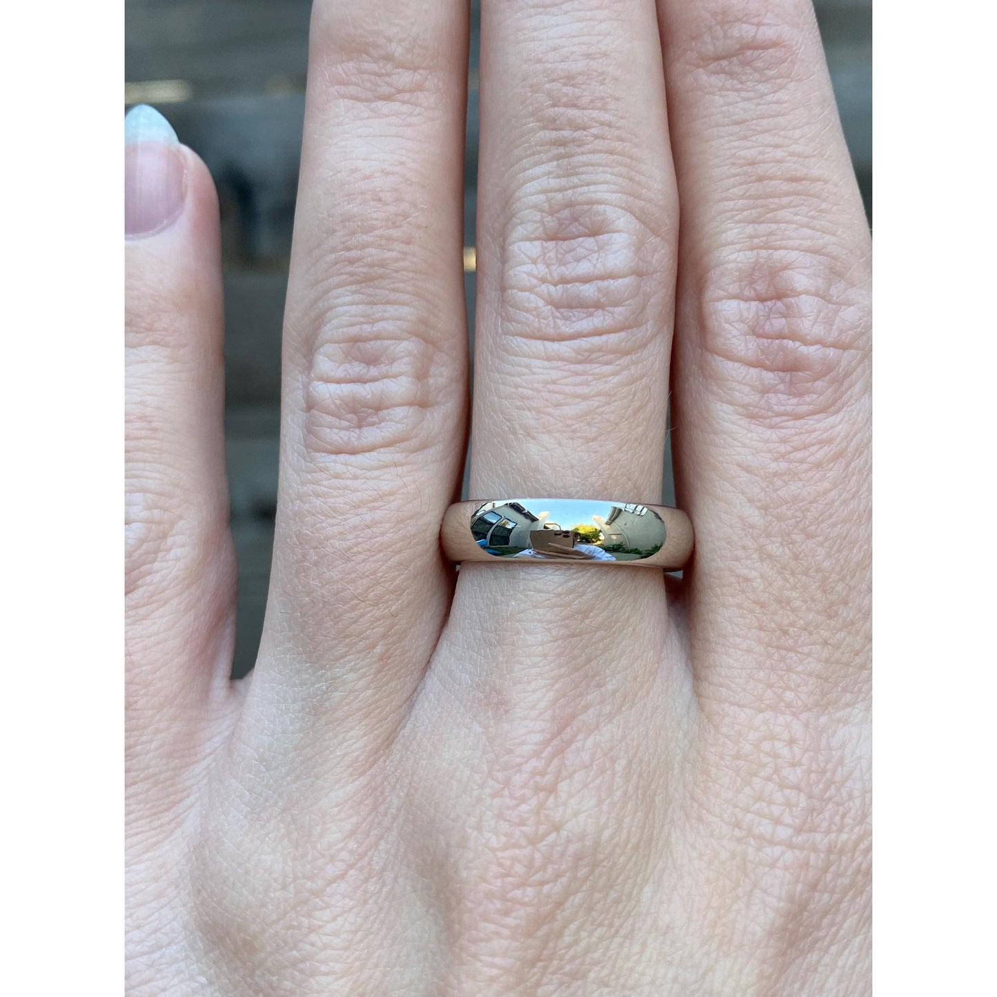 Vintage Solid 14k White Gold Ring Band - Size 8.25