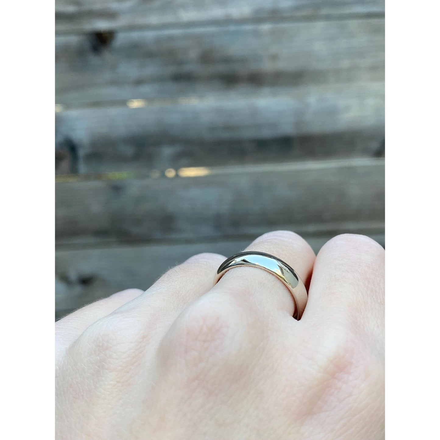 Vintage Solid 14k White Gold Ring Band - Size 8.25