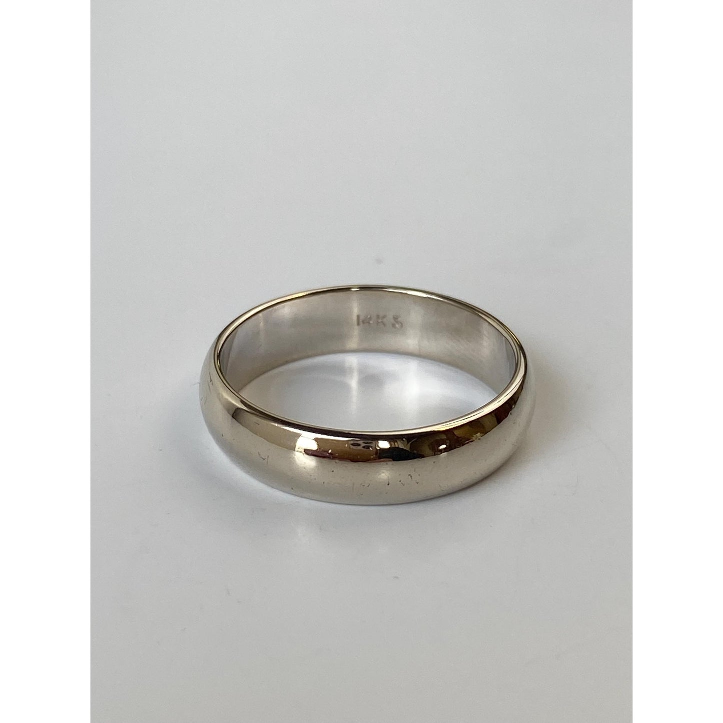 Vintage Solid 14k White Gold Ring Band - Size 8.25