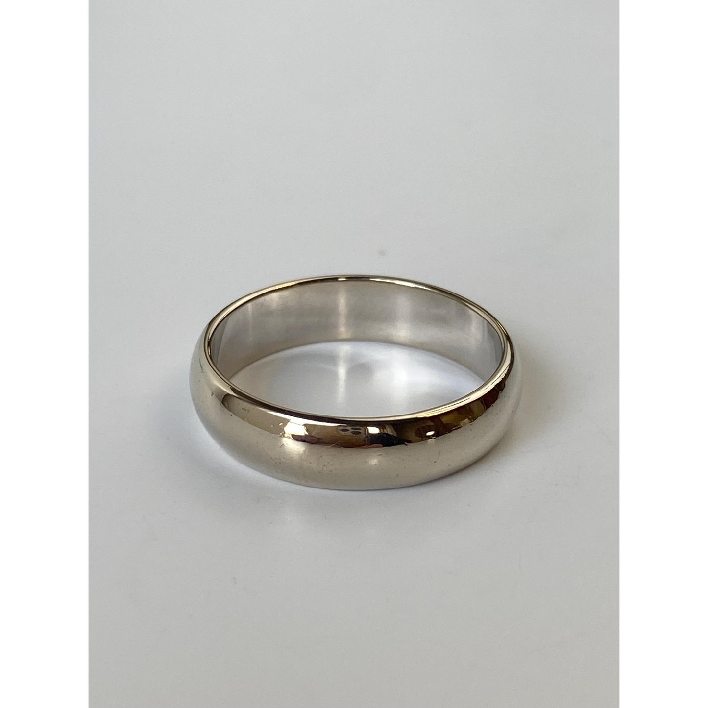 Vintage Solid 14k White Gold Ring Band - Size 8.25