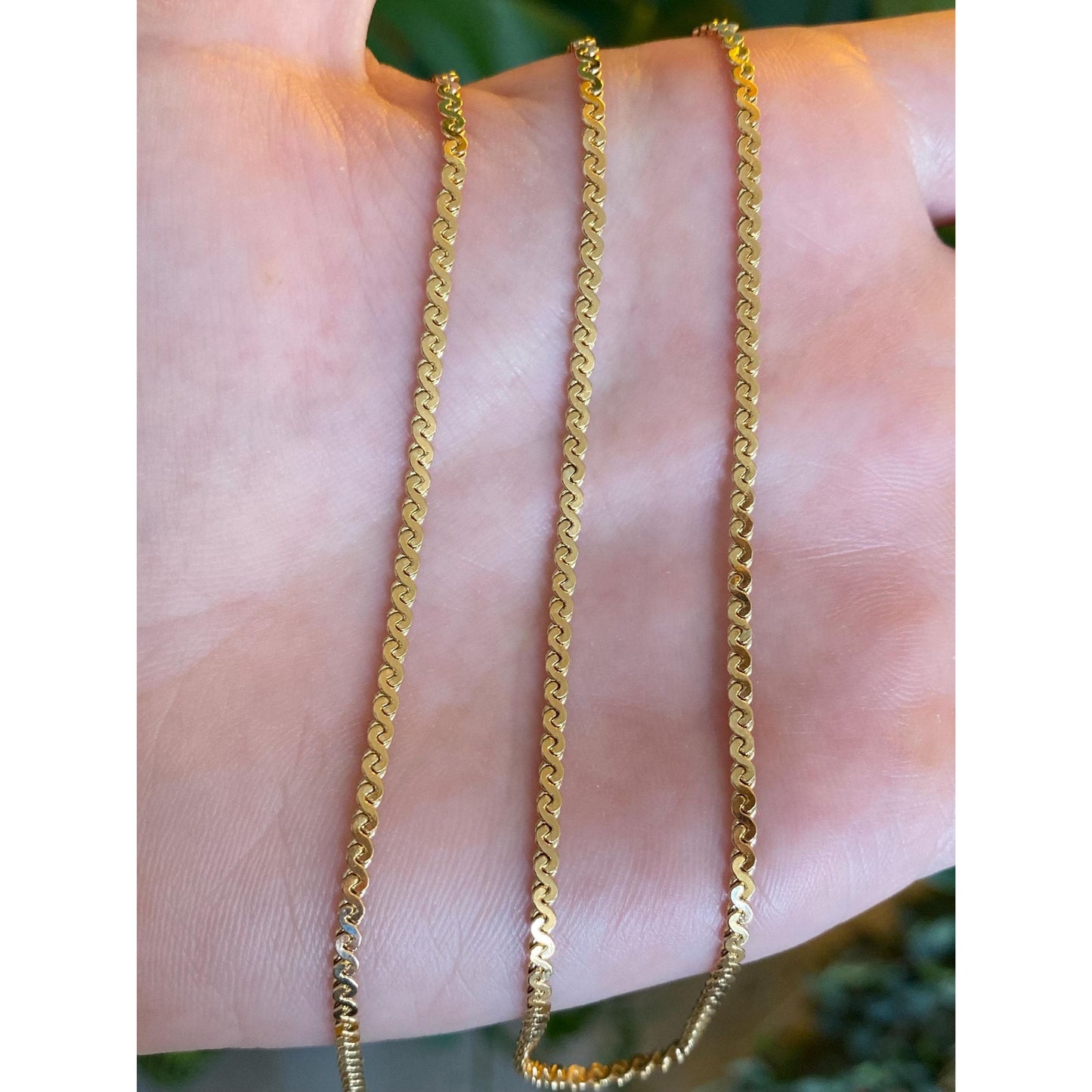 Vintage Solid 14k Yellow Gold Long Serpentine Chain Necklace - 24.5 inches