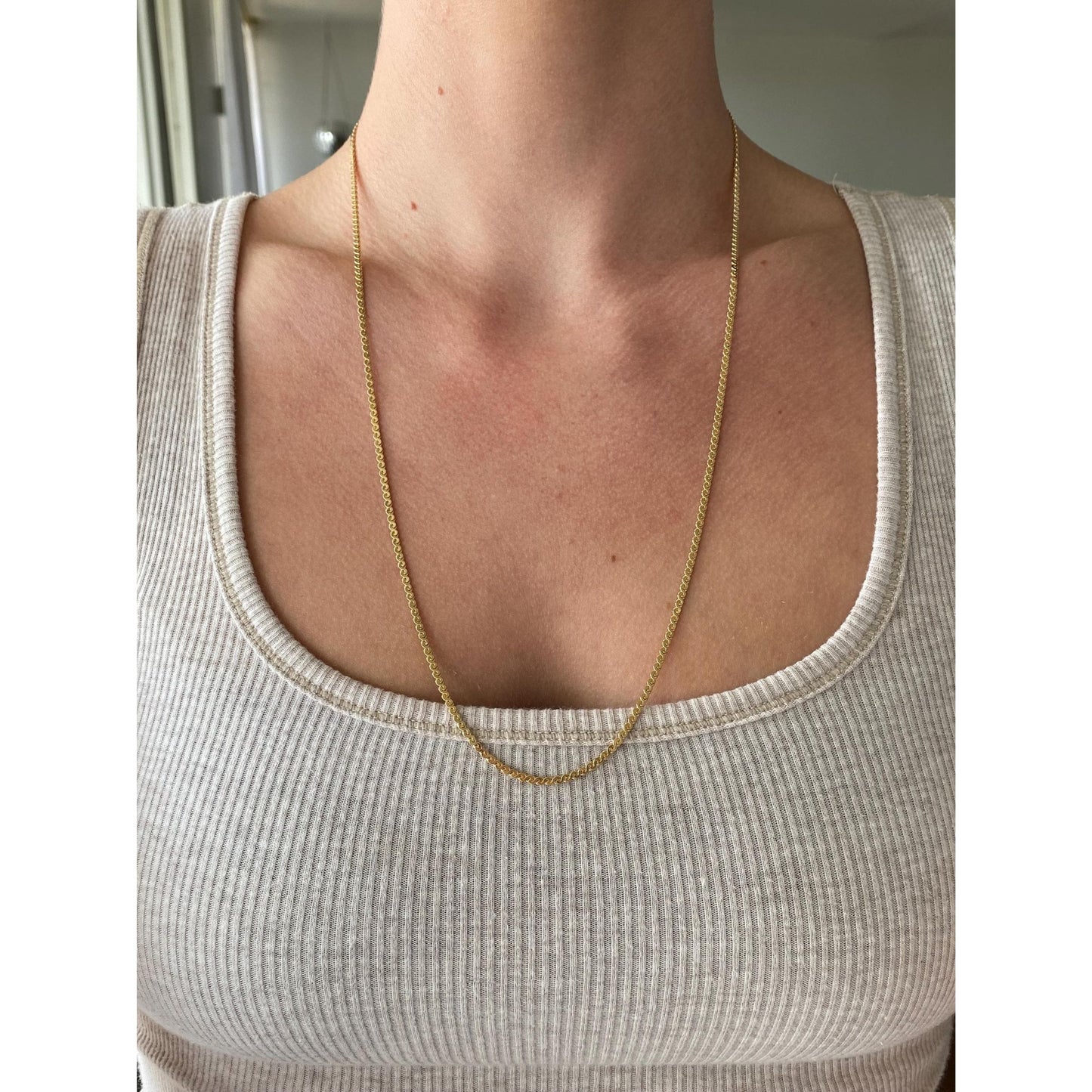 Vintage Solid 14k Yellow Gold Long Serpentine Chain Necklace - 24.5 inches