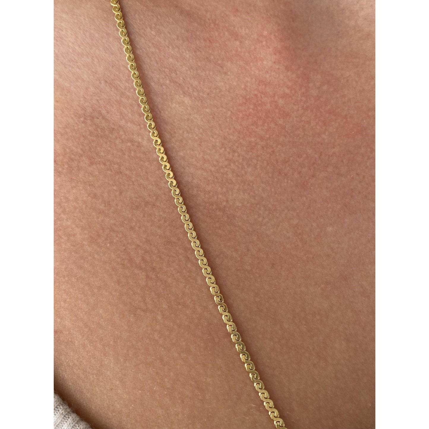 Vintage Solid 14k Yellow Gold Long Serpentine Chain Necklace - 24.5 inches