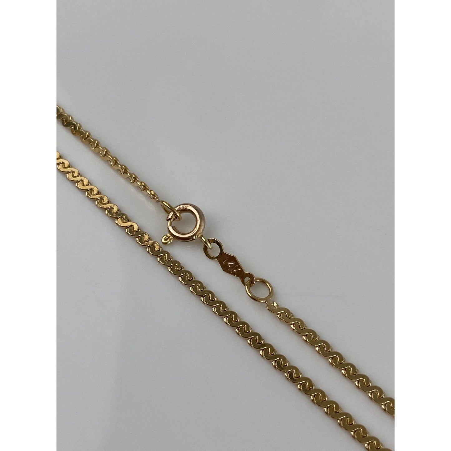 Vintage Solid 14k Yellow Gold Long Serpentine Chain Necklace - 24.5 inches