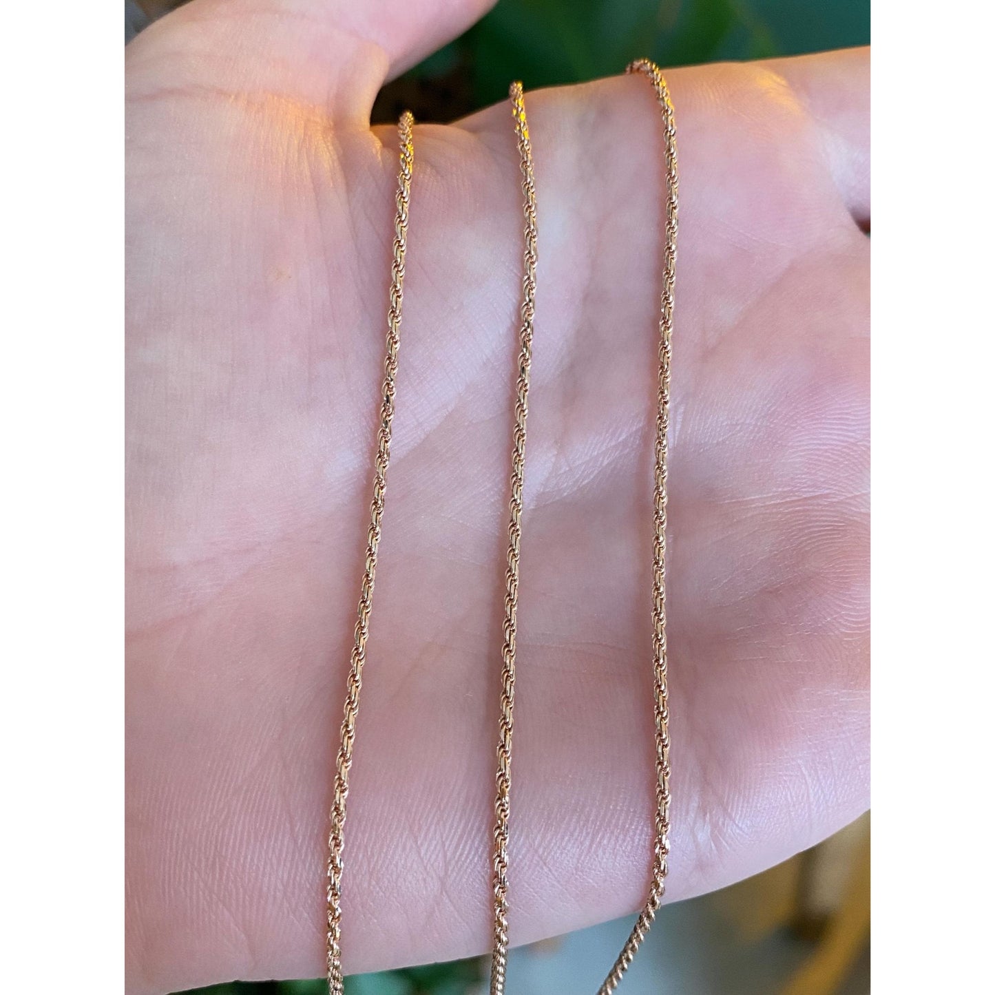 Vintage Solid 14k Rose Gold Dainty Rope Chain Necklace - 20 inches