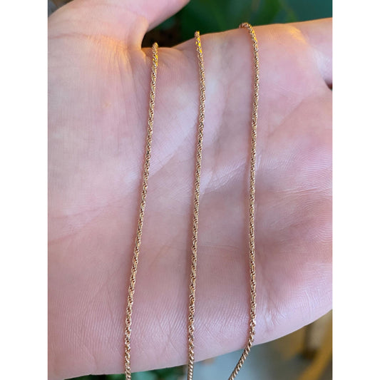 Vintage Solid 14k Rose Gold Dainty Rope Chain Necklace - 20 inches