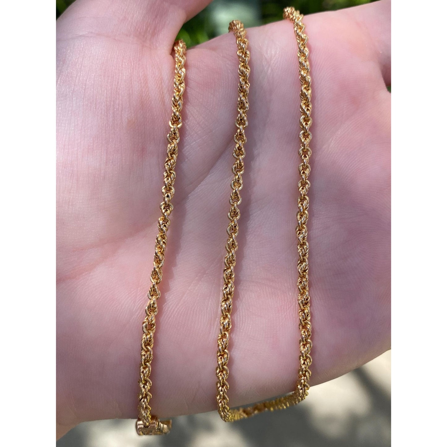 Solid 18k Yellow Gold Rope Chain Necklace - 22.75 inches