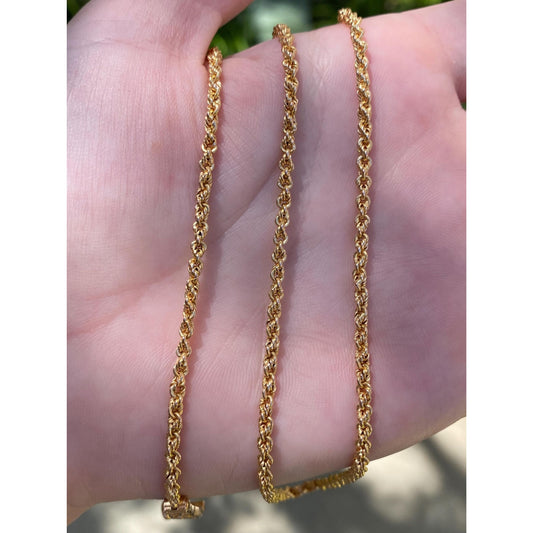 Solid 18k Yellow Gold Rope Chain Necklace - 22.75 inches