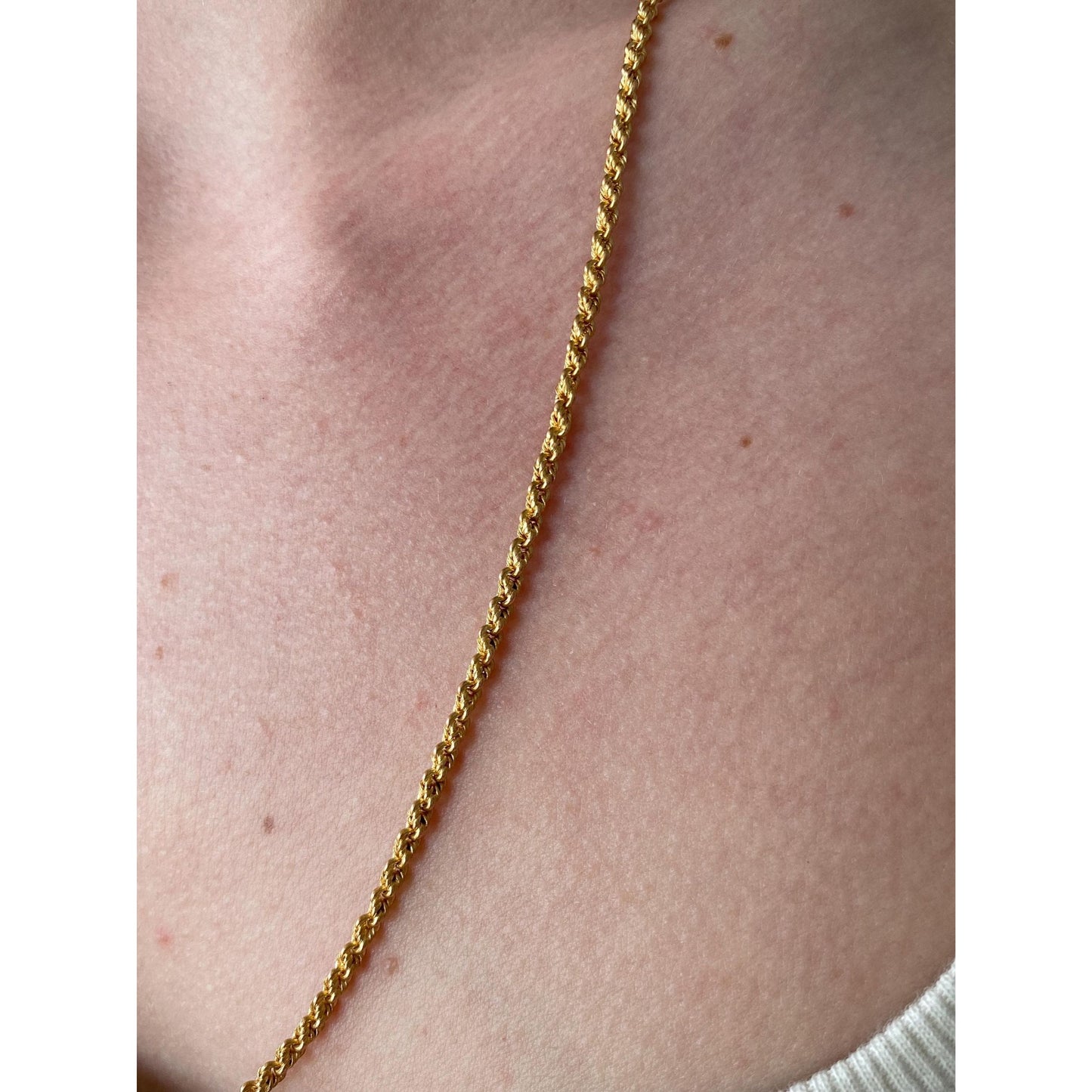 Solid 18k Yellow Gold Rope Chain Necklace - 22.75 inches