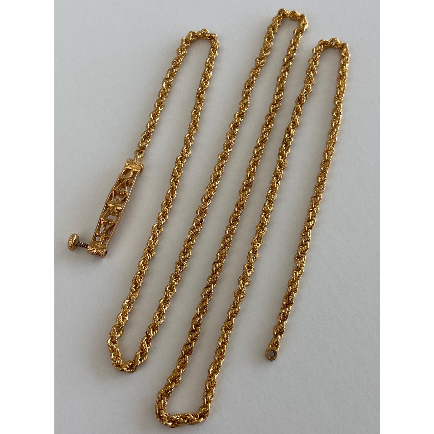 Solid 18k Yellow Gold Rope Chain Necklace - 22.75 inches