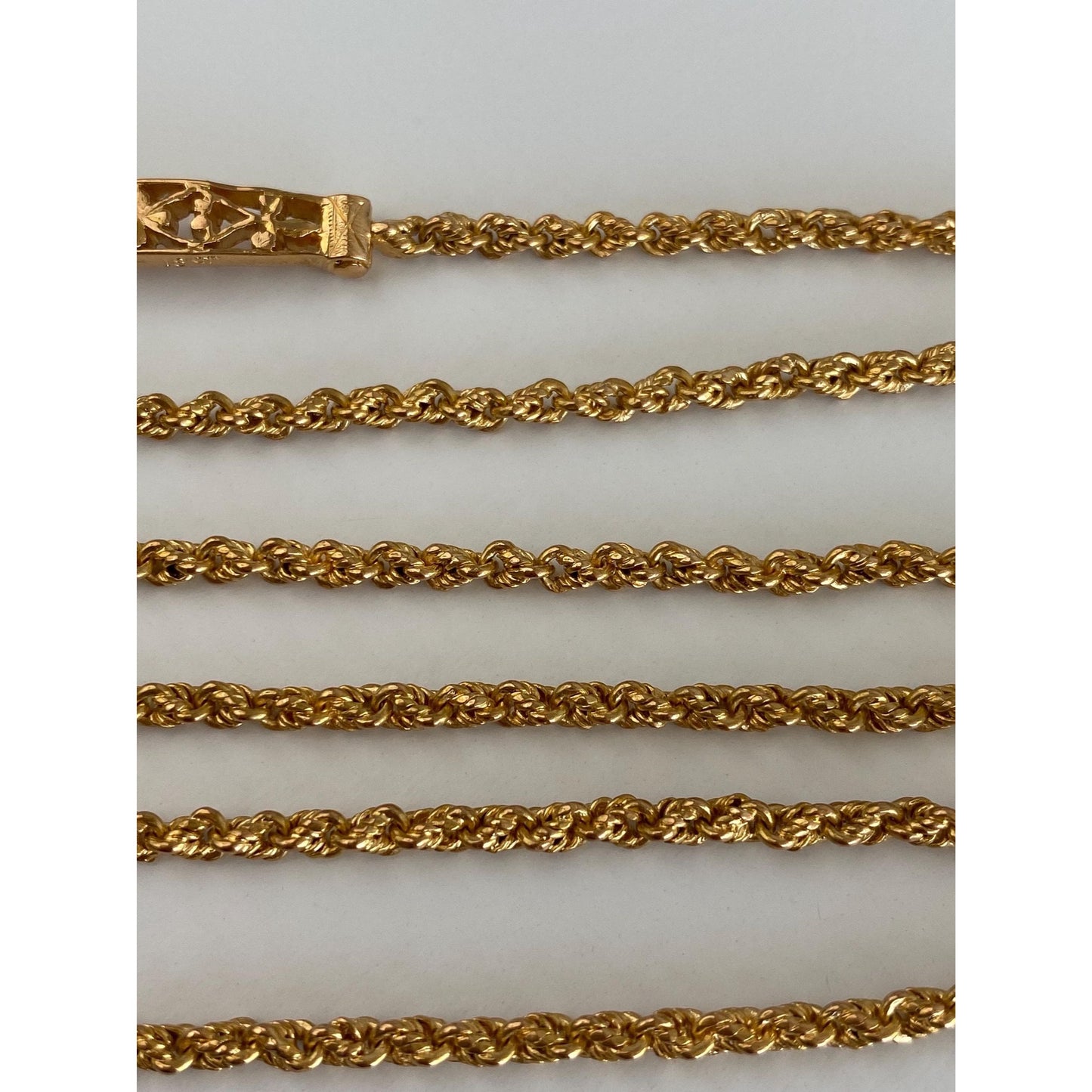 Solid 18k Yellow Gold Rope Chain Necklace - 22.75 inches