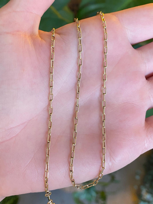 Vintage Solid 12k Gold Biker Link Chain Necklace - 16.5 inches