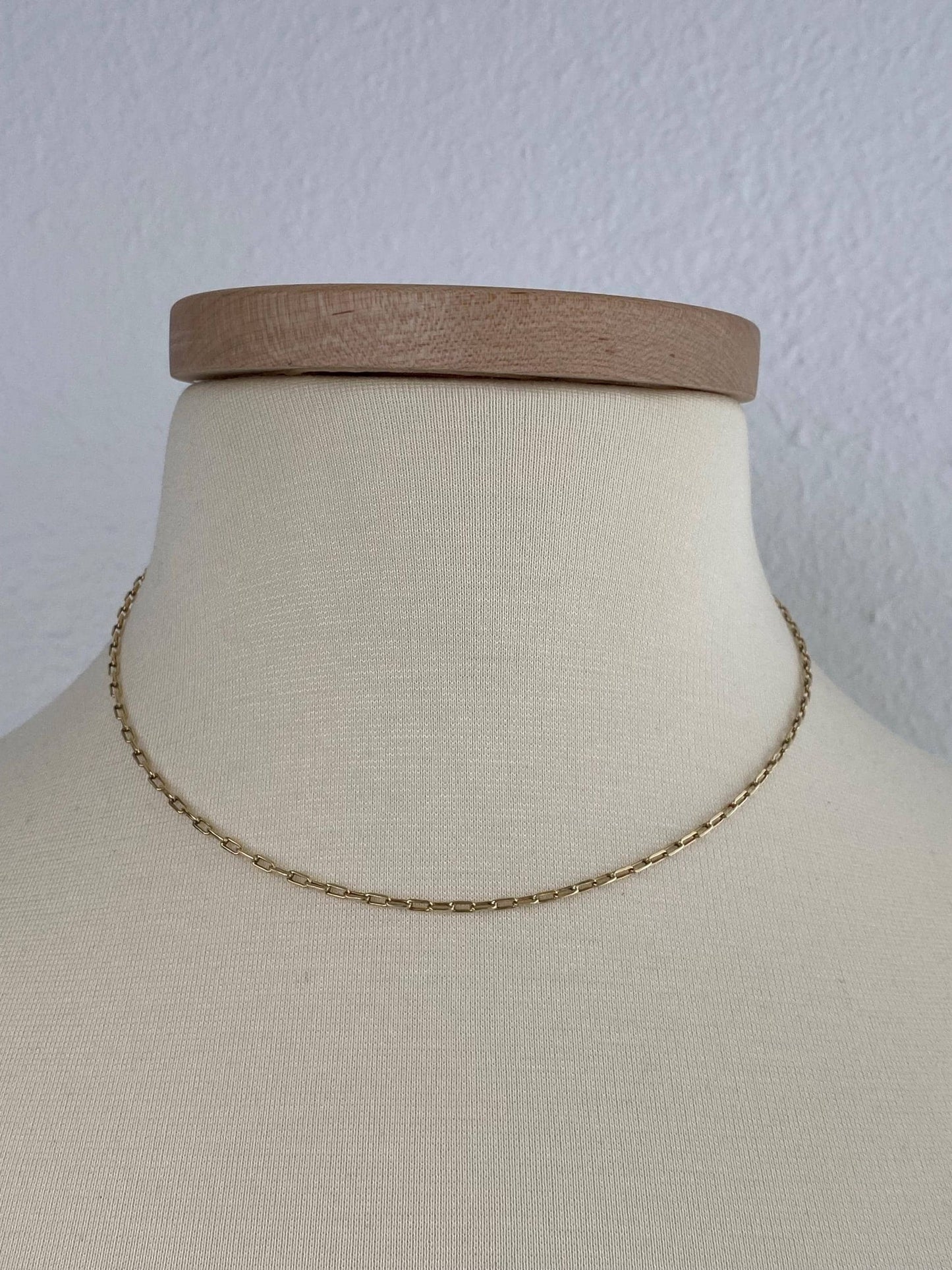 Vintage Solid 12k Gold Biker Link Chain Necklace - 16.5 inches