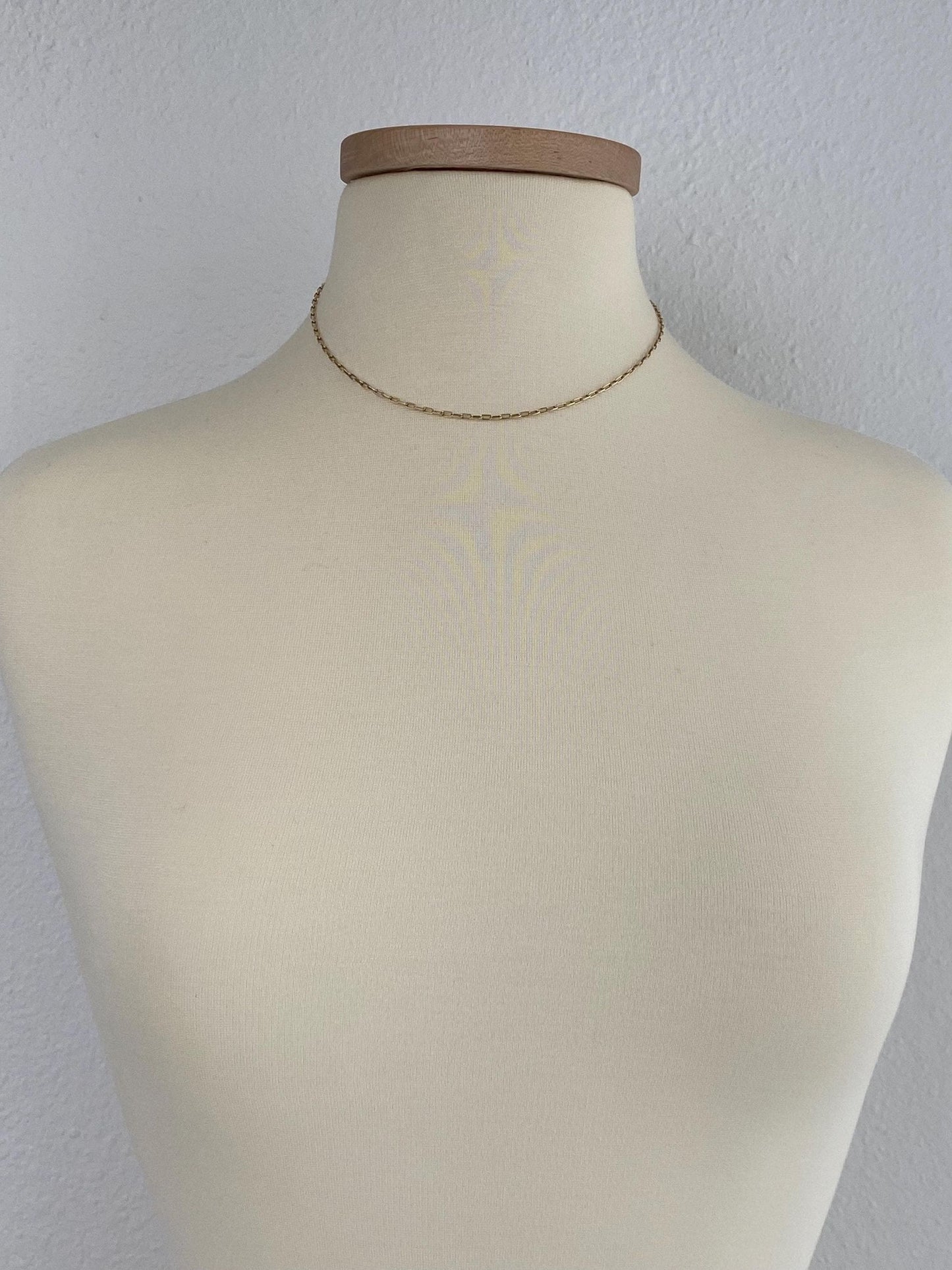 Vintage Solid 12k Gold Biker Link Chain Necklace - 16.5 inches