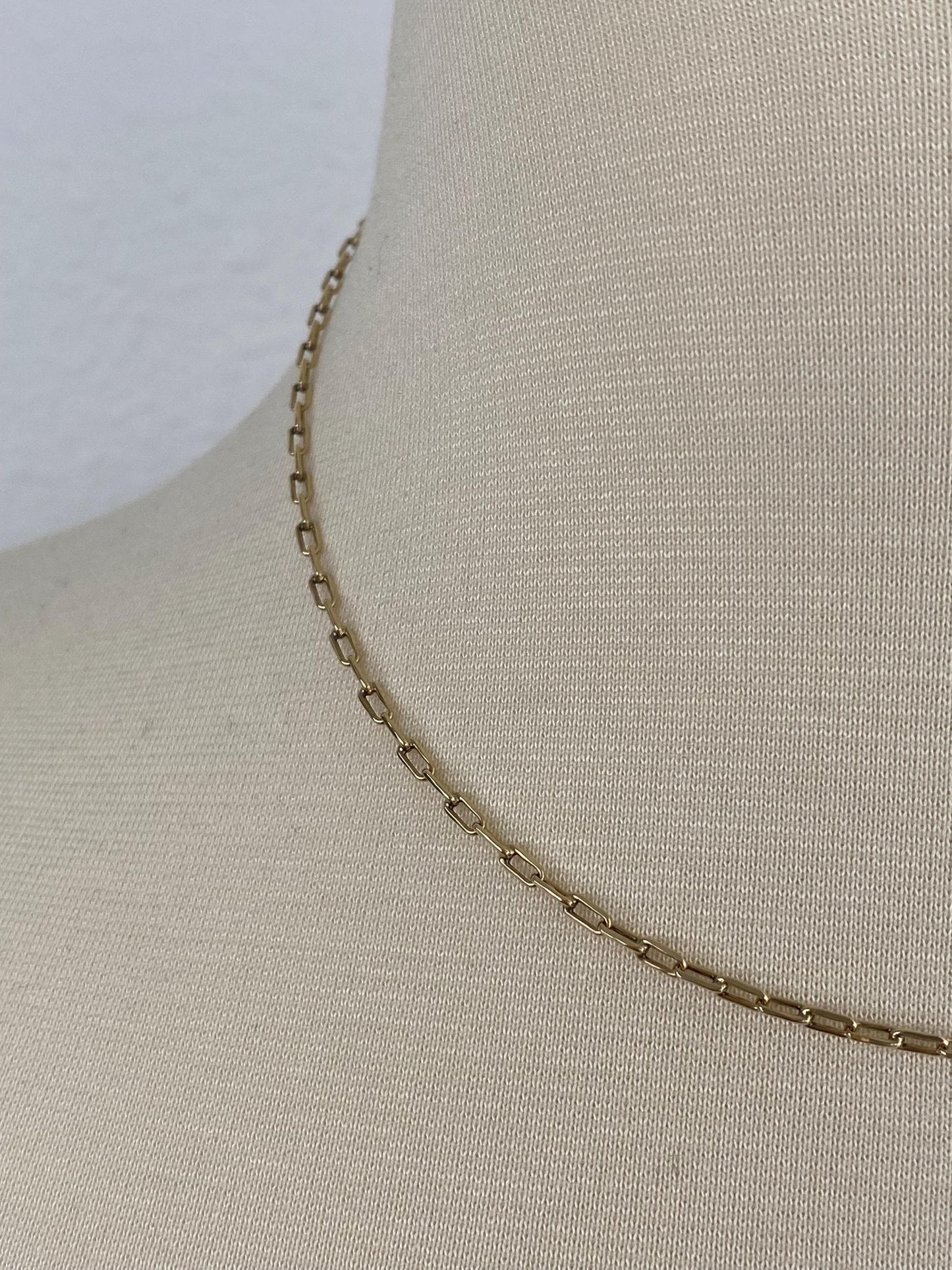 Vintage Solid 12k Gold Biker Link Chain Necklace - 16.5 inches