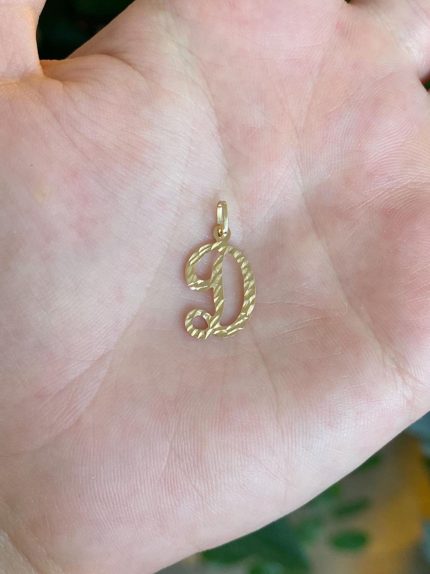 Vintage Solid 14k Yellow Gold Diamond Cut Initial 'D' Charm