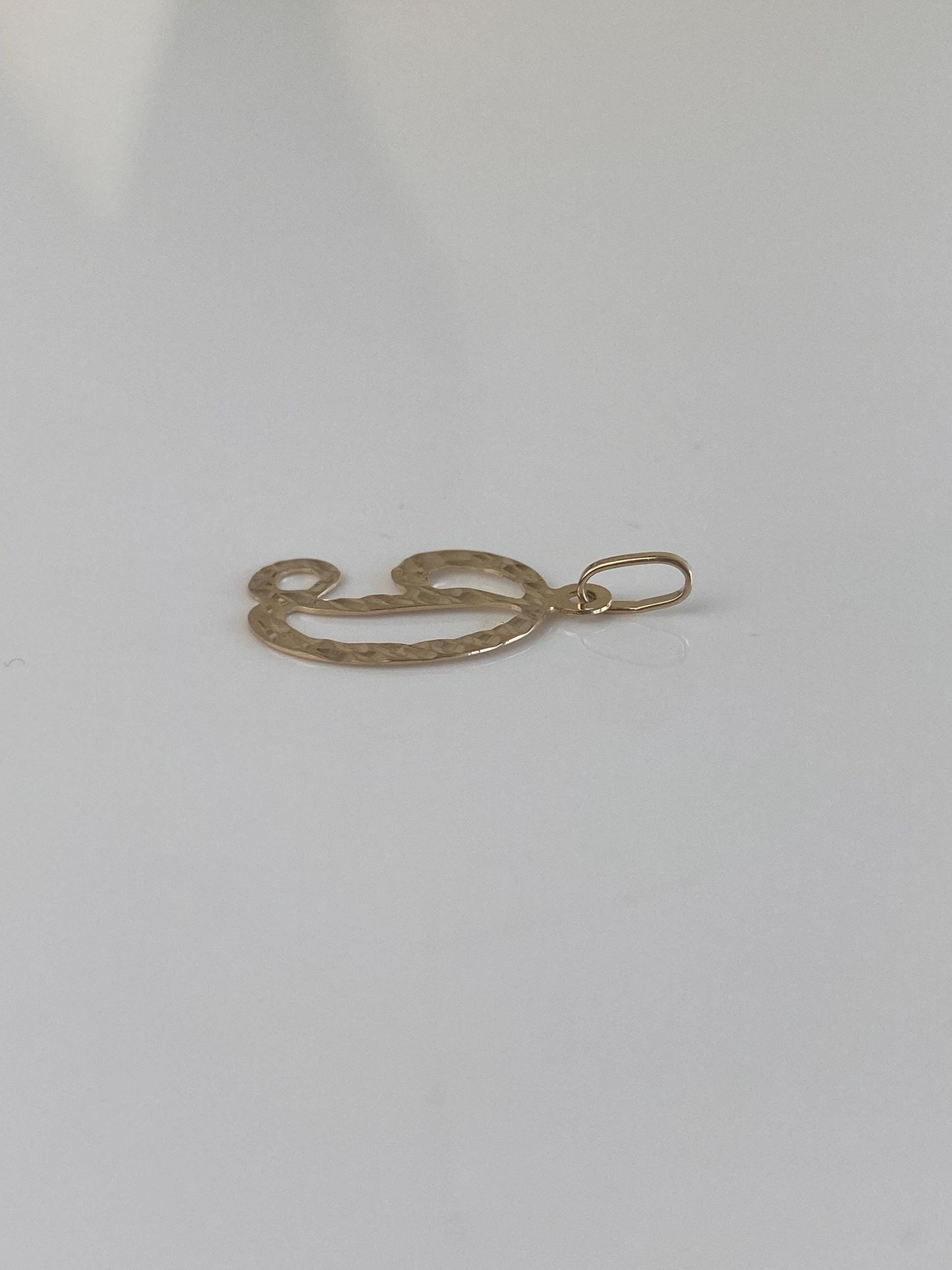 Vintage Solid 14k Yellow Gold Diamond Cut Initial 'D' Charm