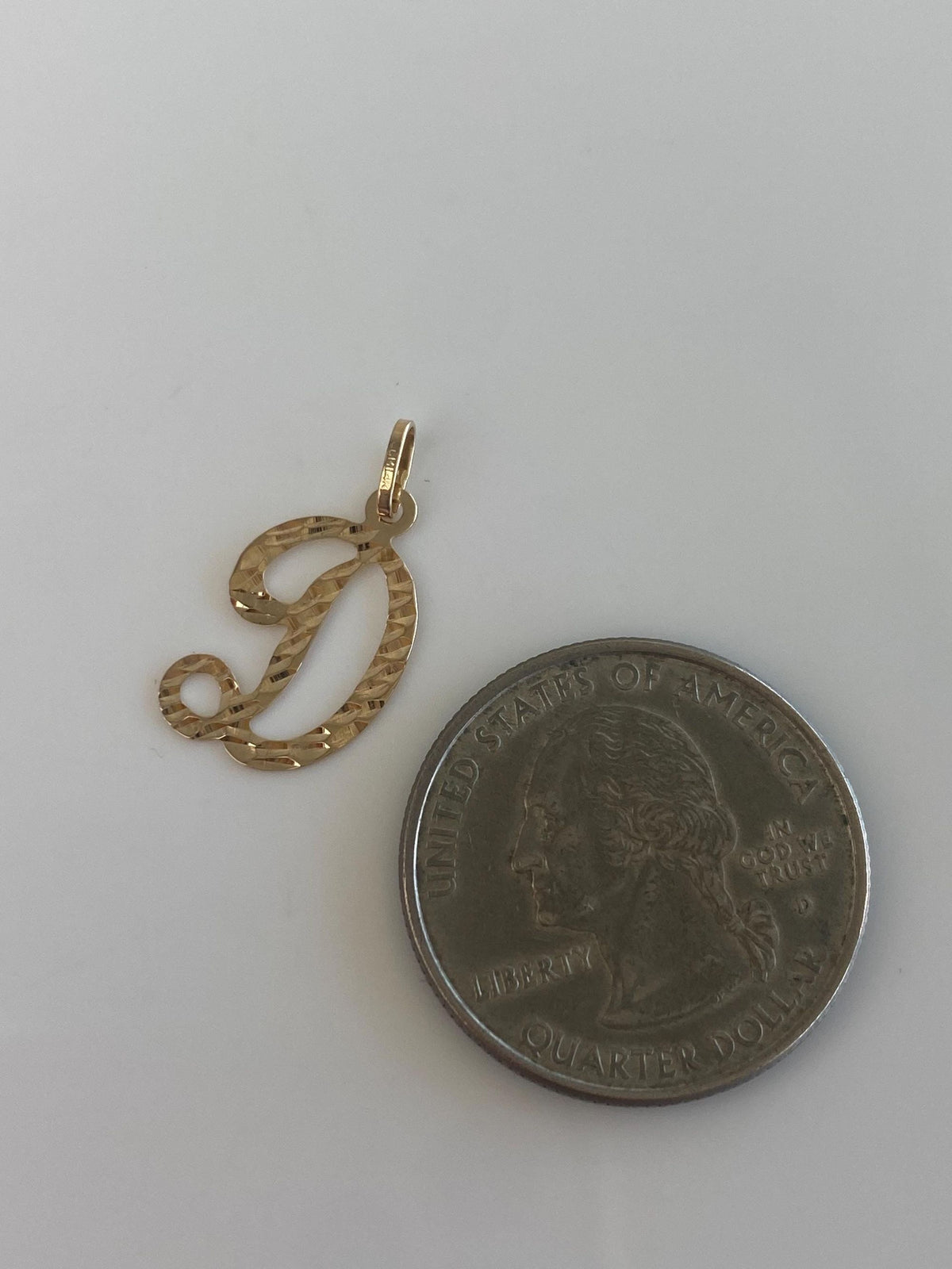 Vintage Solid 14k Yellow Gold Diamond Cut Initial 'D' Charm