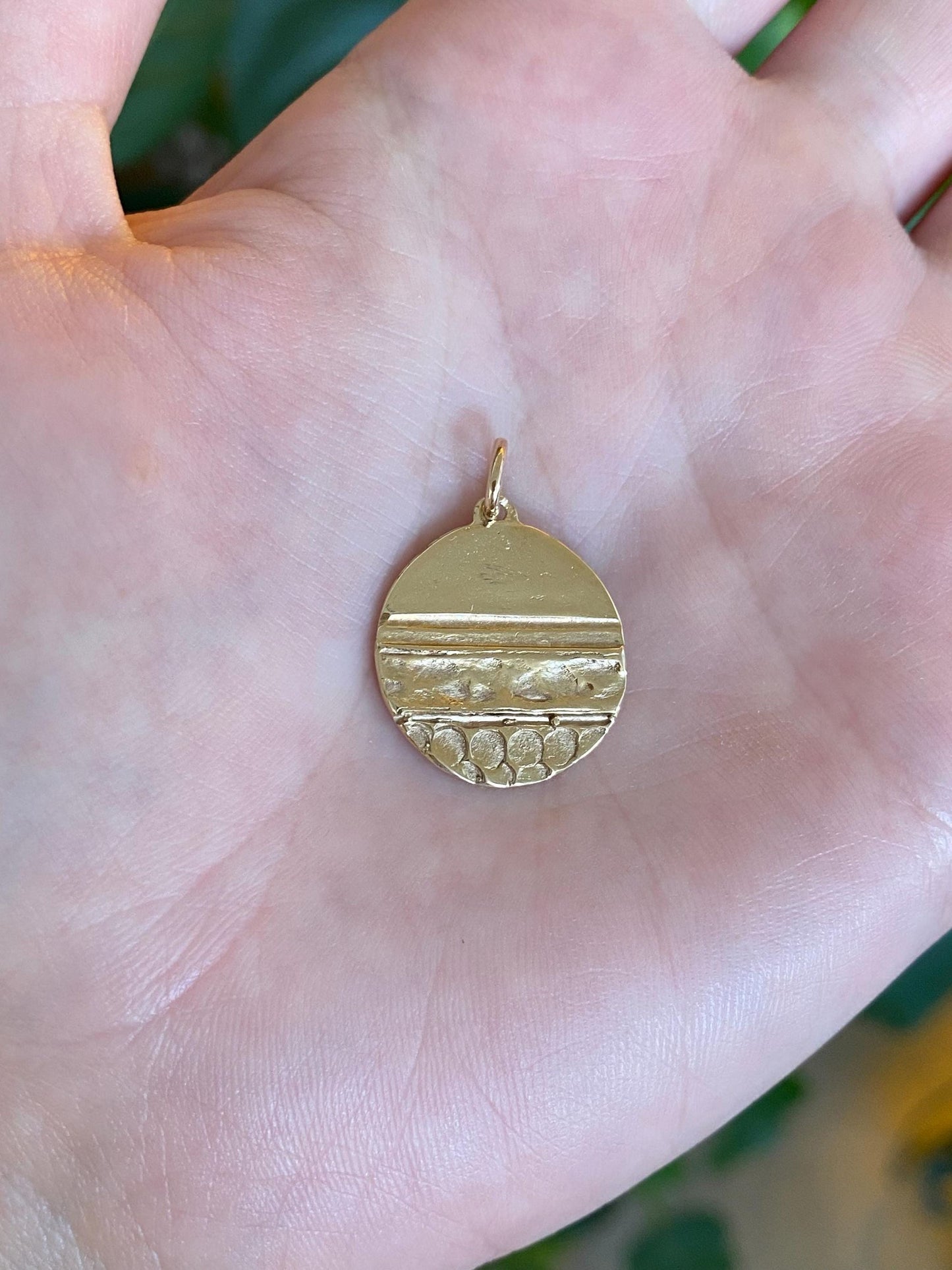 Vintage Solid 14k Yellow Gold Textures Charm