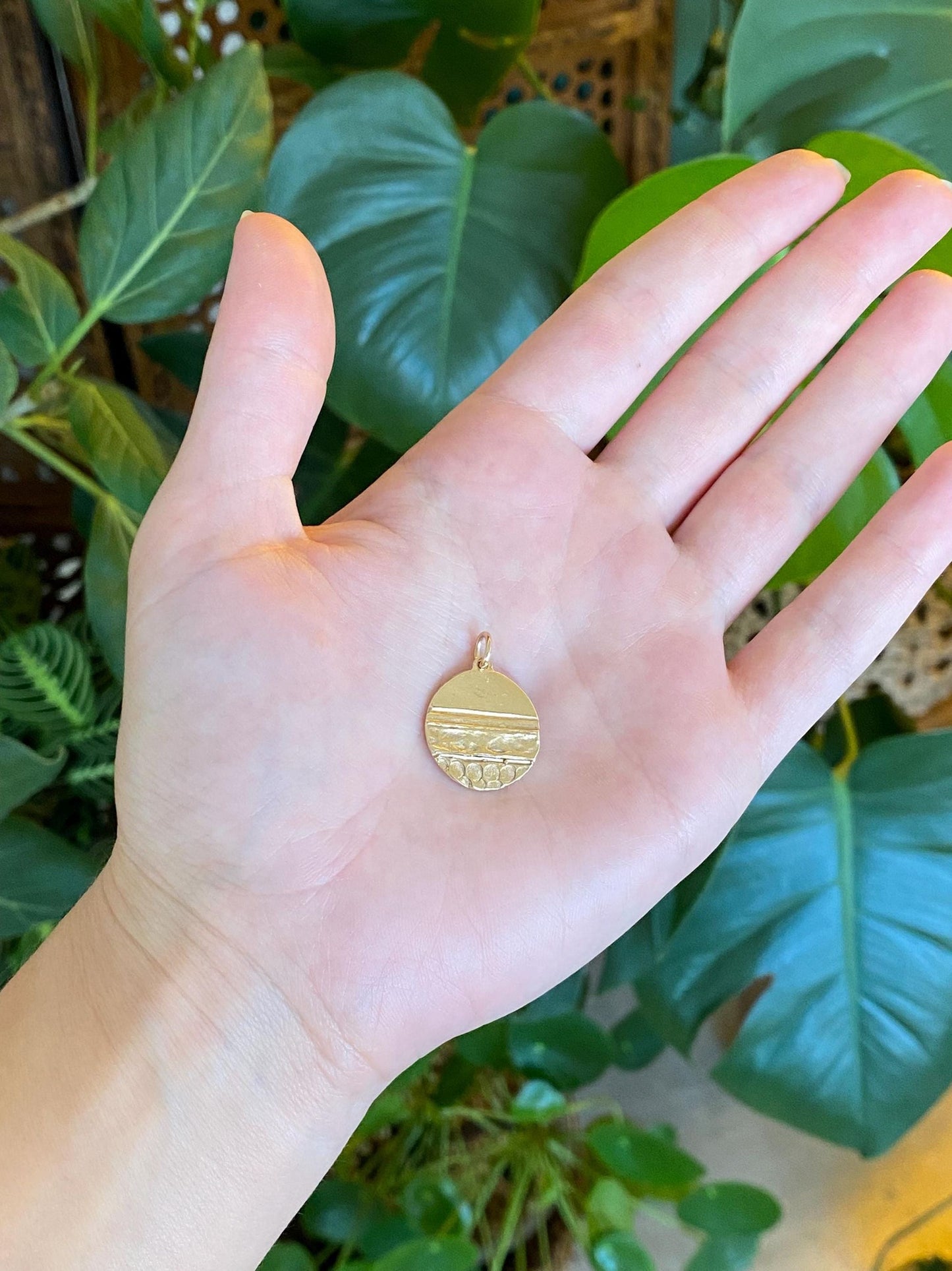 Vintage Solid 14k Yellow Gold Textures Charm