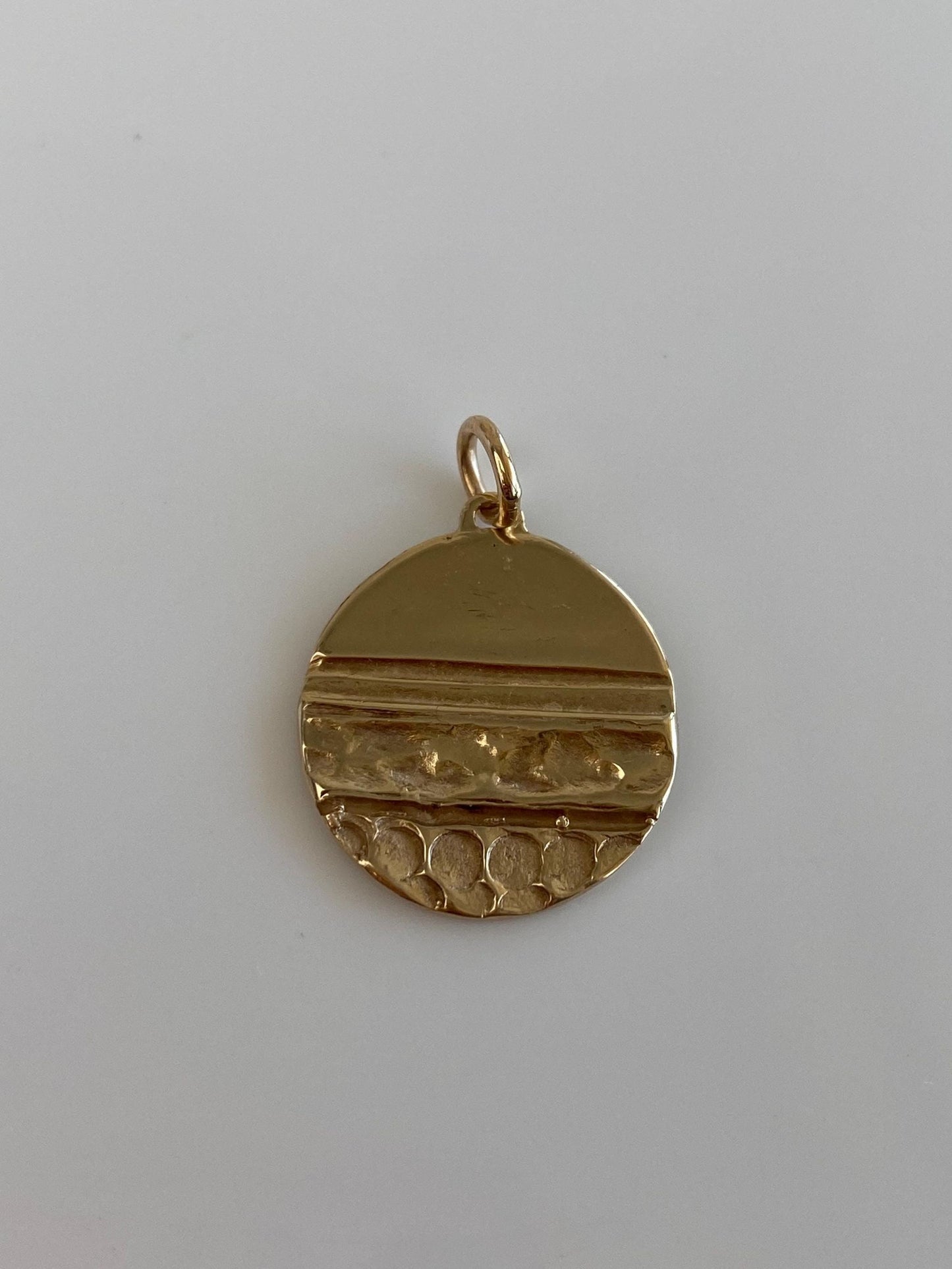Vintage Solid 14k Yellow Gold Textures Charm