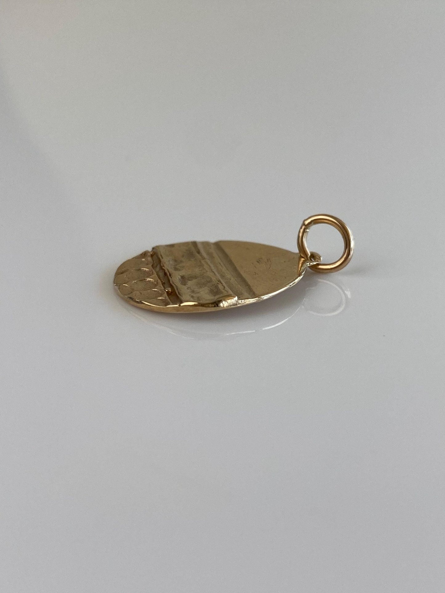 Vintage Solid 14k Yellow Gold Textures Charm