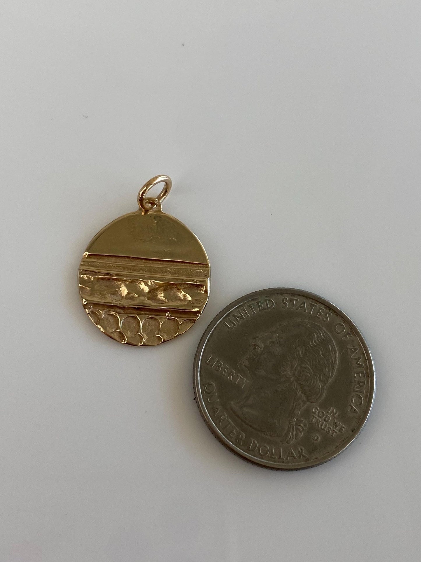 Vintage Solid 14k Yellow Gold Textures Charm